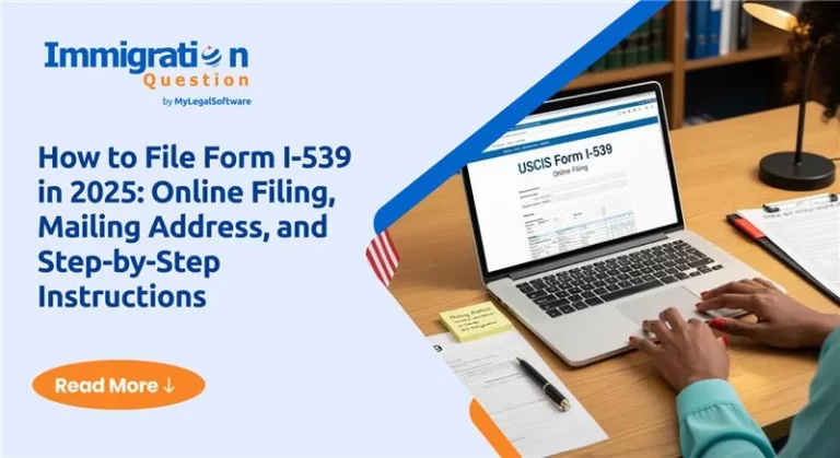 USCIS Form I-539 application being filled out online on a laptop.